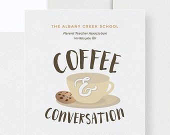 Kaffee und Gesprächseinladung bearbeiten selbst Vorlage, Kaffee und Cookie Keks Frühstück Printable Digital Download, Kaffeetasse