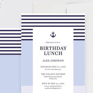 Nautical Birthday Sea Party Invitation Edit Yourself Template, Boating ...