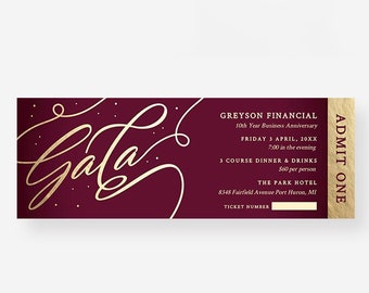 Gala Ticket Edit Yourself Template, Admit One Printable Digital Download, Ticket Invitation Event Tickets DIY Ticket