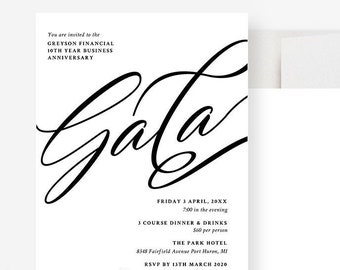 Gala Invitation Editable Template, Professional Event Invitation Digital Download, Corporate Business Work Party Invite Instant Download