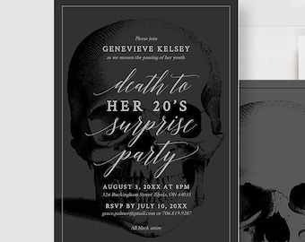 Death to My 20s Surprise Birthday Party Invitation Editable Template, RIP 20s 30s 40s 50s, 30th 40th 50th Birthday Digital Download