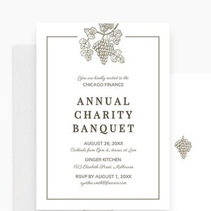 Wine Invitation Editable Template, Winery Business Banquet Invites Digital Download, Grape Vine, Wine and Dine Wine Tasting Party image 1