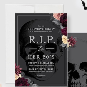 RIP to her 20s Party Invitation Editable Template, RIP 30s 40s 50s Funeral Birthday Printable Digital Download, RIP to my Youth Youth