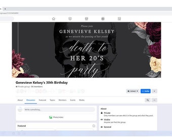 Death My 20s Facebook Group Cover, 30th Birthday Facebook Event Cover, Rip 20s Facebook Group Banner, Death to My Youth Facebook Template