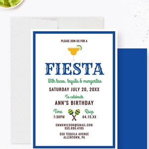 Fiesta Birthday Party Editable Template Invitation, Mexican Margarita Invite Digital Download, Lets Fiesta Spanish Instant Download