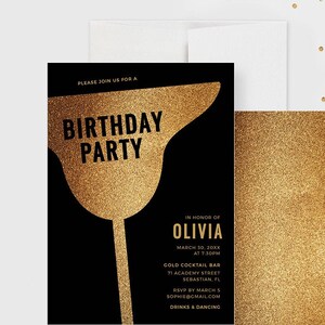 21st 30th 40th 50th Womens Birthday Party Invitation Template, Cocktail Party Printable Digital Download, Editable Instant Download