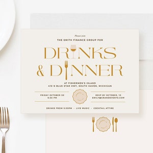 Dinner and Drinks Invitation Template, Company Dinner Anniversary Invites, Family Dinner Event, 40th 50th 60th 70th 80th Adult Birthday