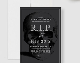 RIP to his 20s Party Invitation Editable Template, RIP 30s 40s 50s Funeral Birthday Printable Digital Download, RIP to My Youth Youth
