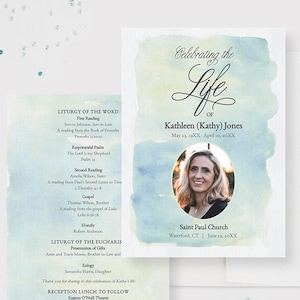 Memorial Service With Photo, Funeral Program Template for Woman, Celebration of Life Digital Download, Obituary Template