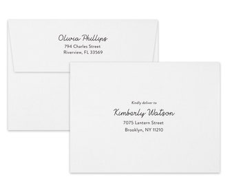Guest Address Printing and Return Address Printed on Your Envelopes, Personalized Custom Envelope Addressing, Mailing Envelope