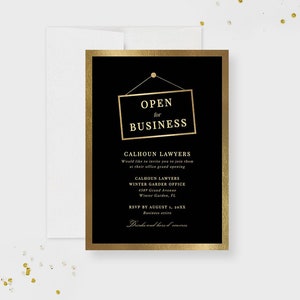 Open voor zakelijke uitnodiging direct downloaden, zakelijke feestelijke opening nodigt digitaal sjabloonbestand uit