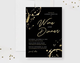 Wine and Dinner Invitation Template, Annual Dinner Invites Digital Download, Wine Tasting Birthday Party Invites, Wine Bachelorette