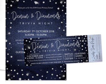 denim and diamonds engagement party invitation bling etsy denim and diamonds invitation