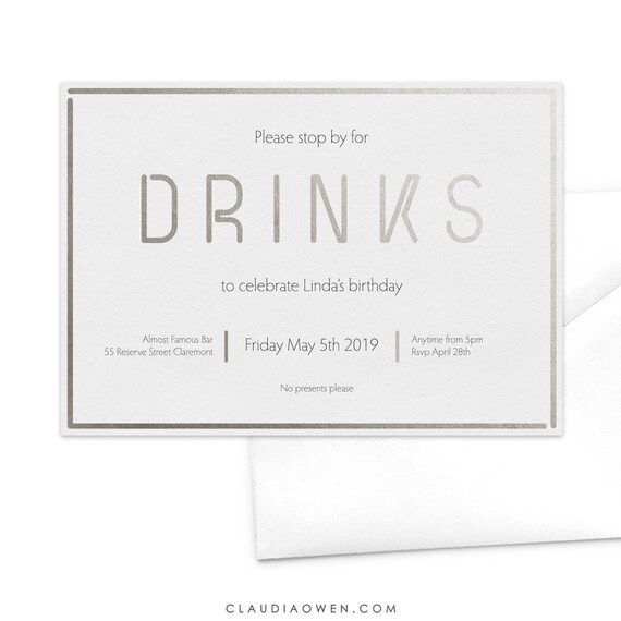 birthday drinks party invitation friday drinks invitation etsy
