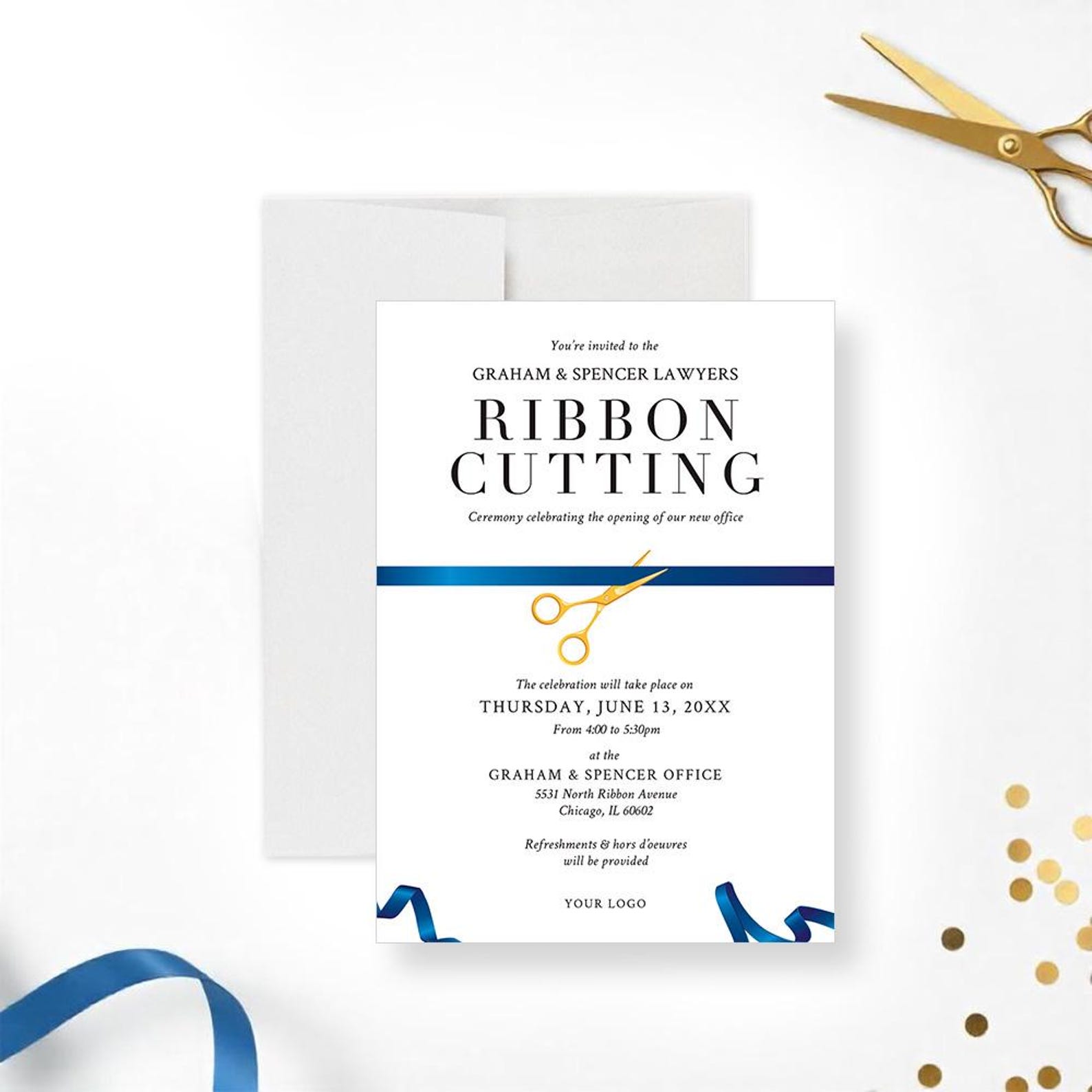 Custom Ribbon Cutting Invitation for Business Grand Openings ...