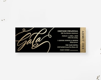 Gala Printed Ticket Invitation, Elegant Event Ticket, Admit One Business Party, Corporate Event Tickets, Company Ticket Invites