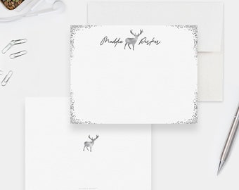 Deer Note Card Personalized Stationery Set, Hunting Gift For Him Deer Hunter Gift Elegant Office Stationery, Deer Antlers Thank You Card