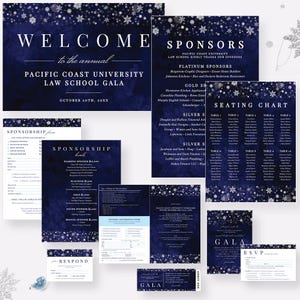 Winter Wonderland Gala Party Invitation Template, Sponsorship Form Digital Download, Event Program Template Bundle, Holiday Gala Invite Set