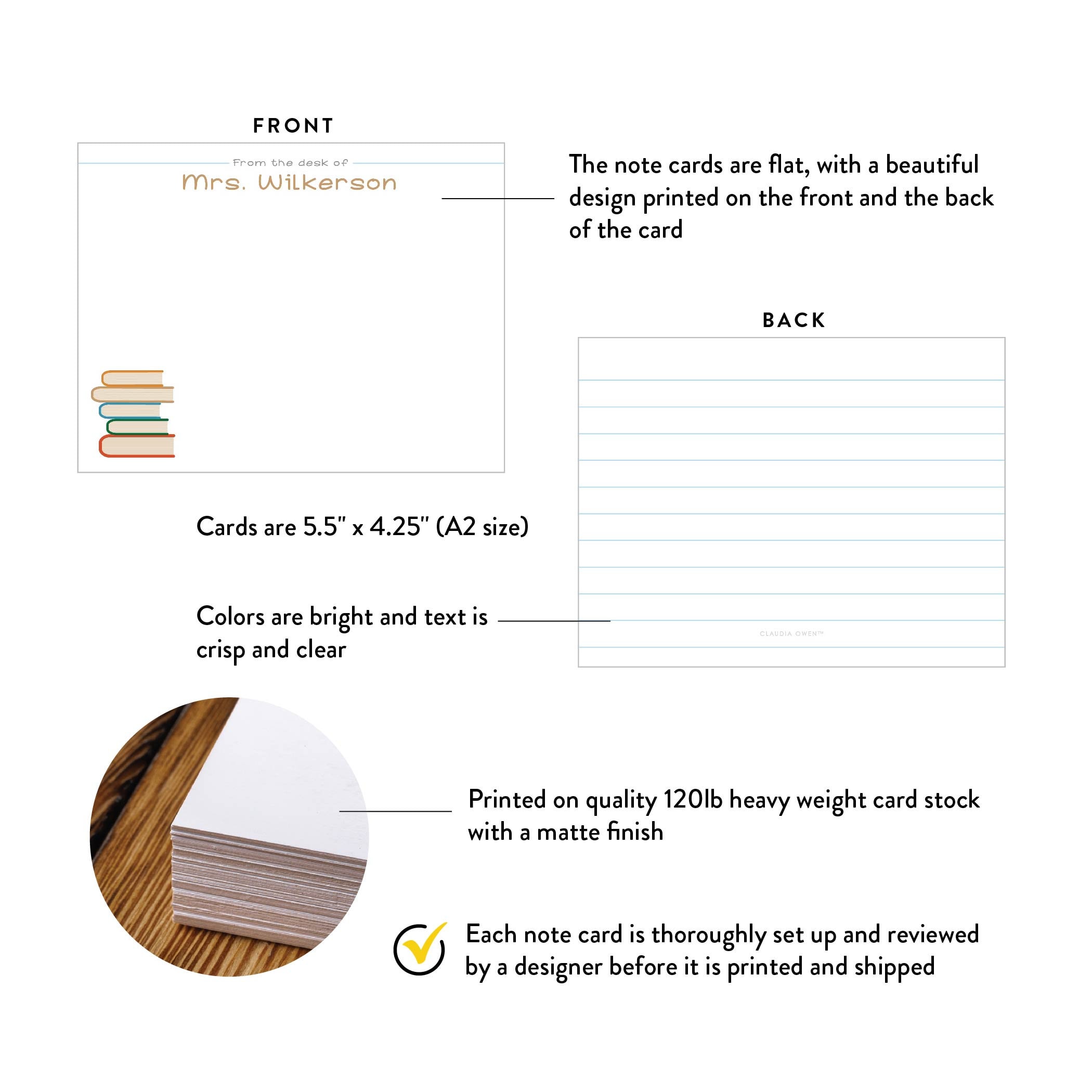 Personalized Teacher Note Cards Custom Teacher Gift Stationery Note ...