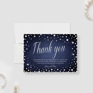 Denim und Perlen Danke Karte bearbeitbare Vorlage, Perle Digital Download, Denim und Perlen druckbare Karten