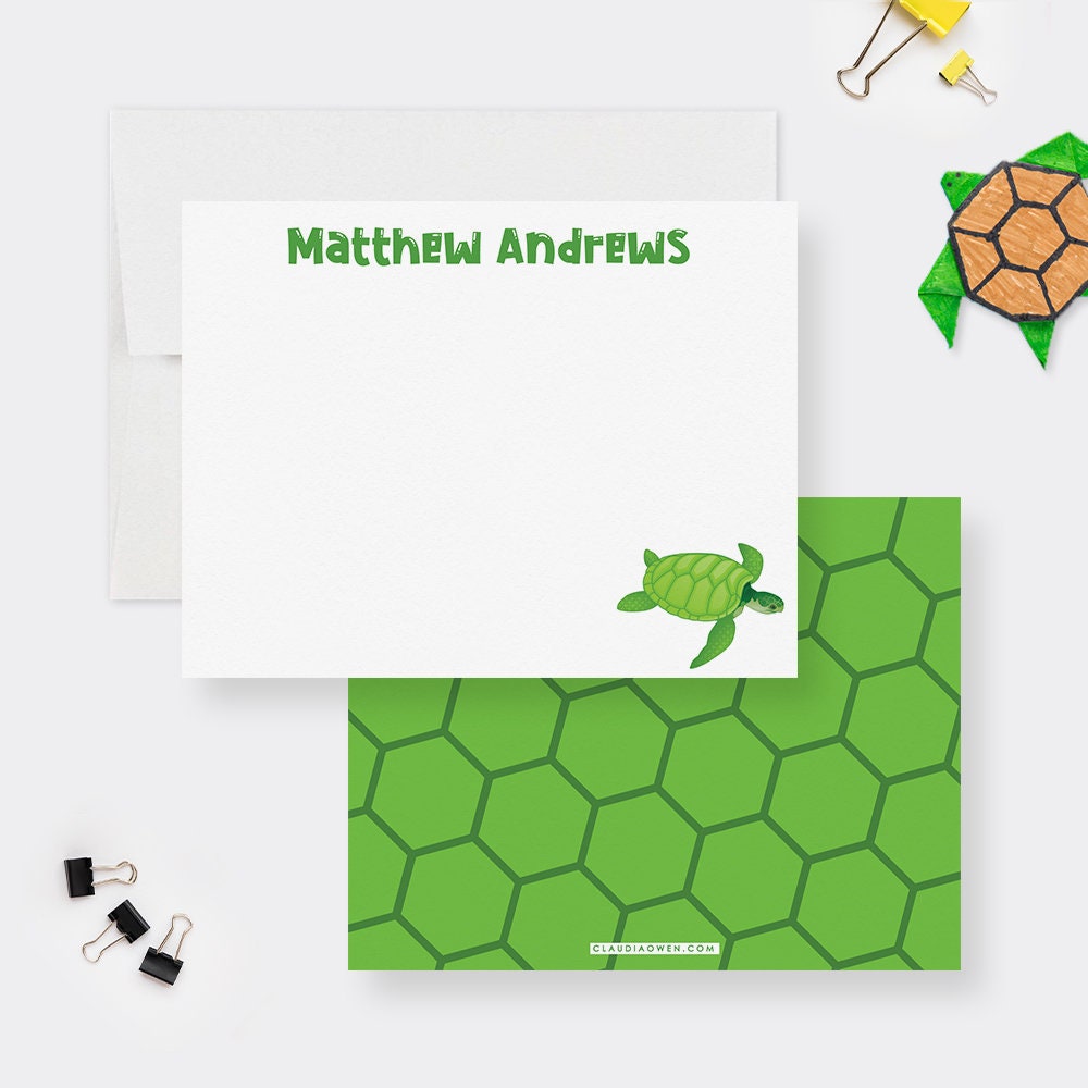 Sea Turtle Note Cards Personalized Turtle Thank You Cards | Etsy