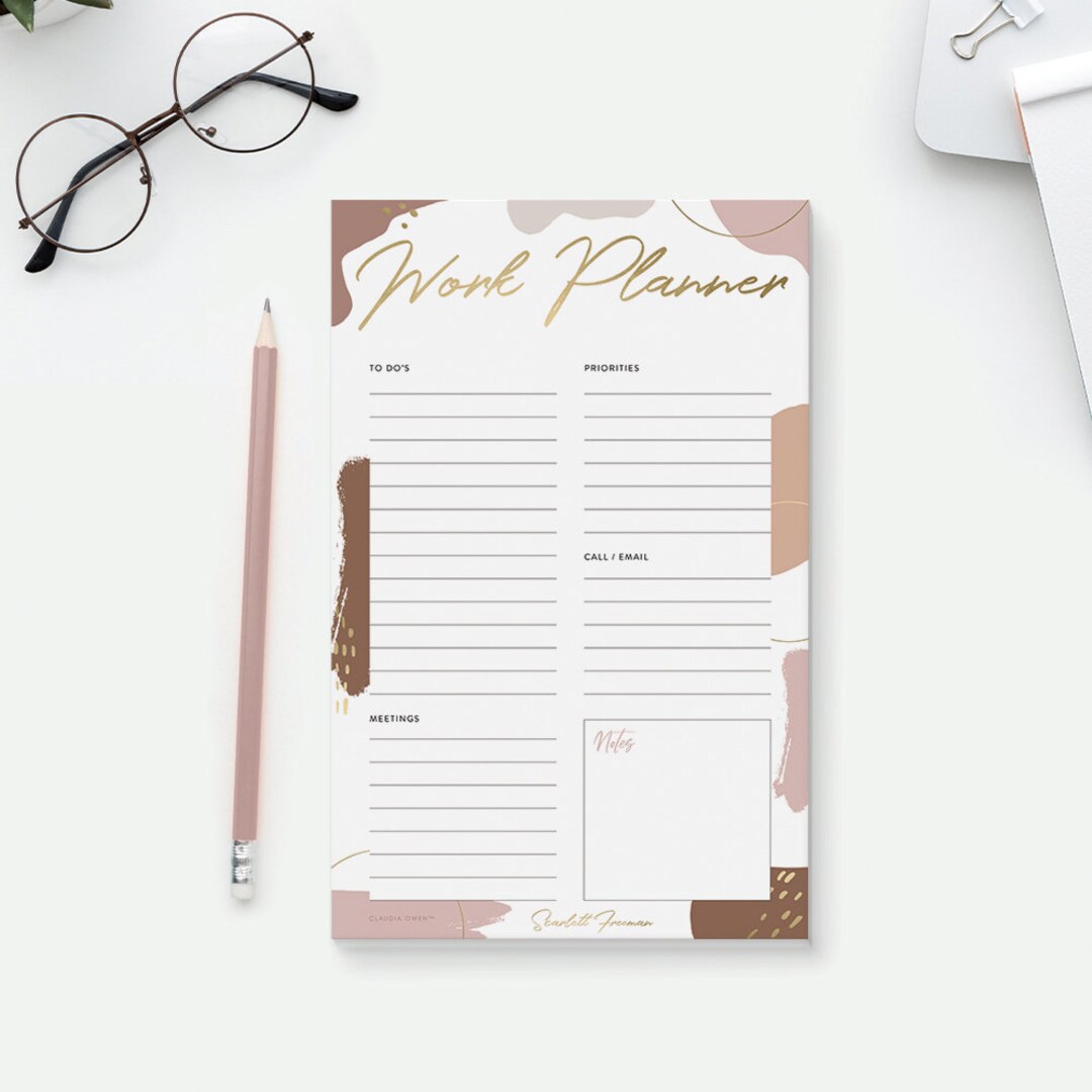 Work Planner Notepad, Modern Daily Planner Desk Pad, to Do List Notepad ...