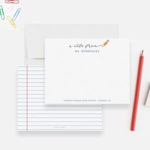 Teacher Appreciation Stationary, Teacher Thank You Notes Present Teacher Xmas Gift, School Teacher Pencil Note Card Set, Pencil Stationery