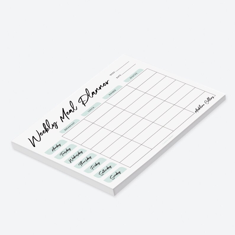 Personalized Notepad Cooking Plan Weekly Meal Planner Notepad, Meal ...