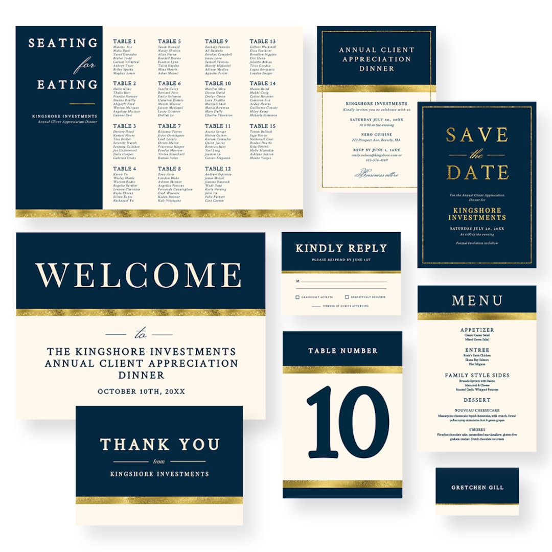 Company Party Invitation Matching Set Template, Corporate Party Printable Invites, Formal RSVP ...