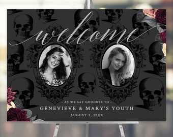 Welcome Sign With 2 Photos Editable Template, RIP Twenties Printable Sign, Death to my Twenties Digital Download Sign, RIP 20s 30s 40s 50s