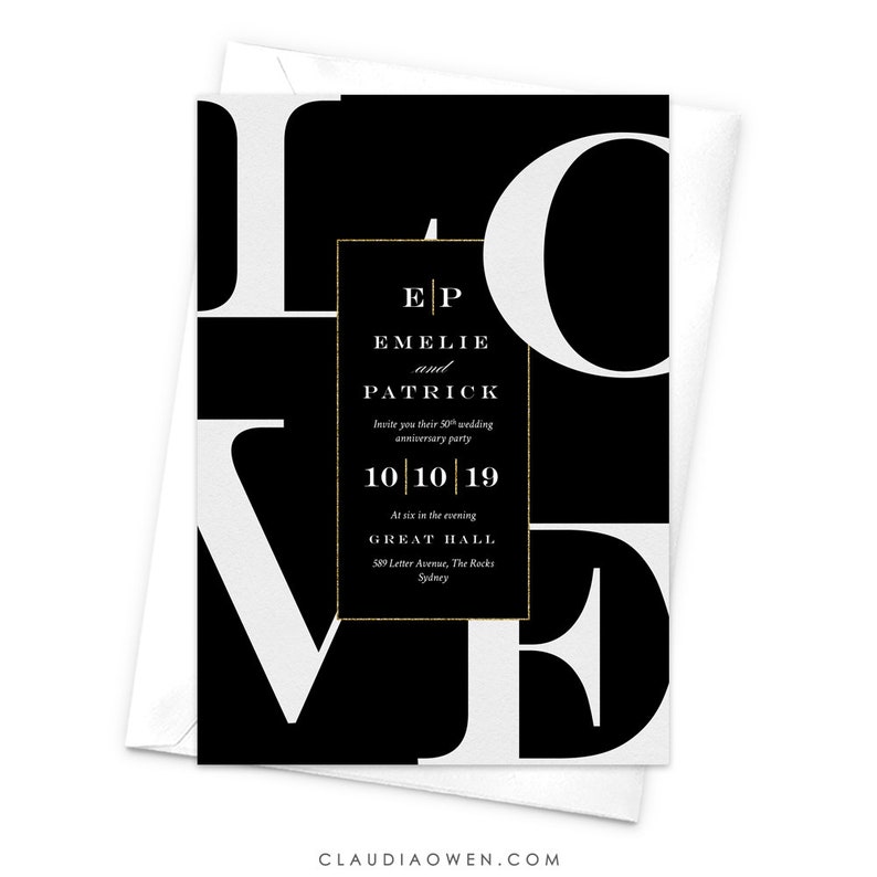 Love 20th Anniversary 10th Anniversary Romantic Invitation Wedding Anniversary Party 30th Anniversary Milestone Anniversary Typograpy