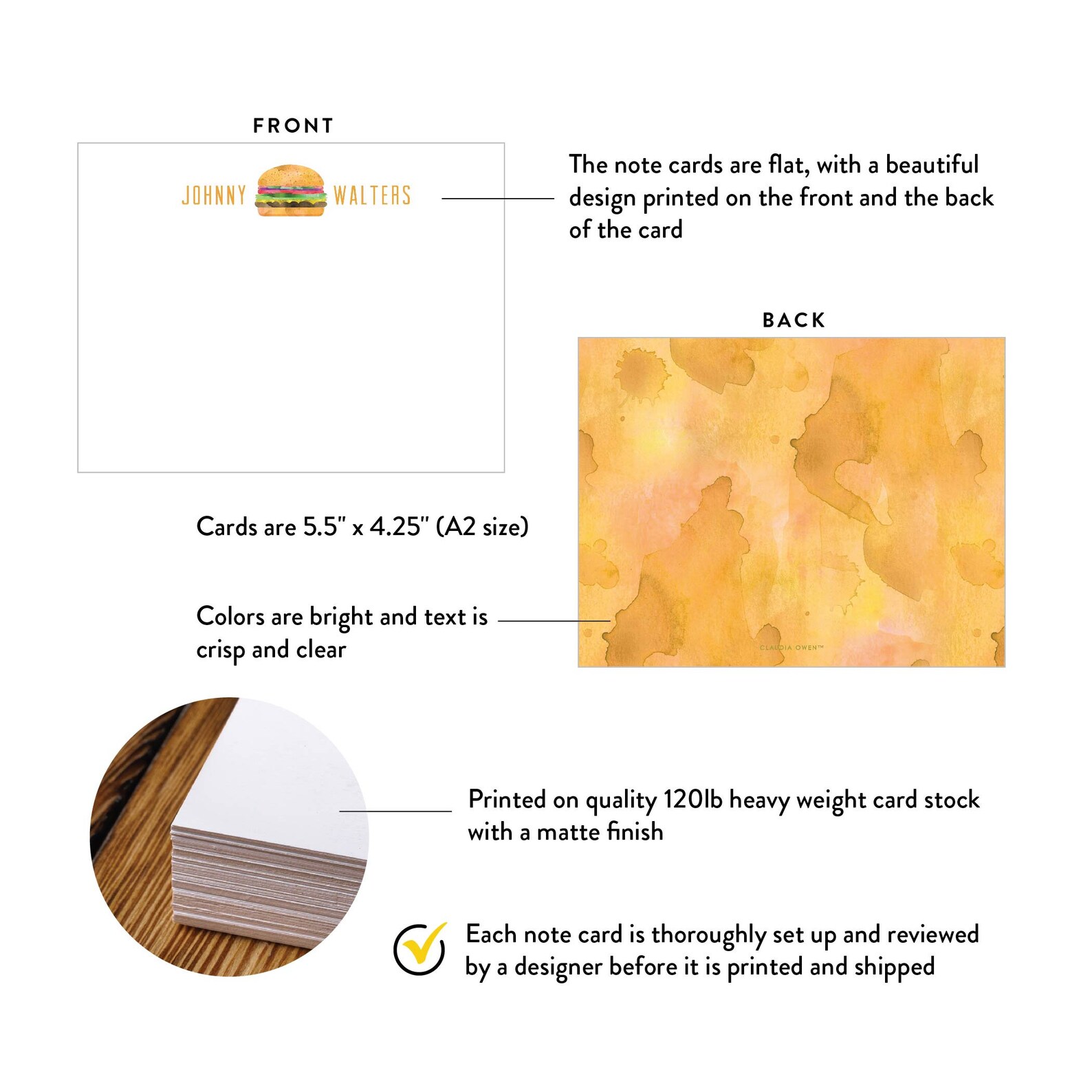 Personalized Burger Note Card Stationery Set, Burger Birthday Thank You ...