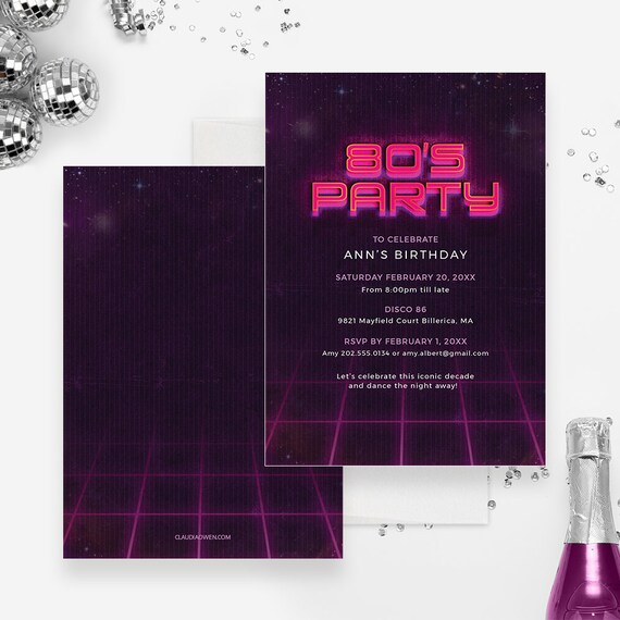 80s Birthday Party Invitation Editable Template 1980s Party | Etsy
