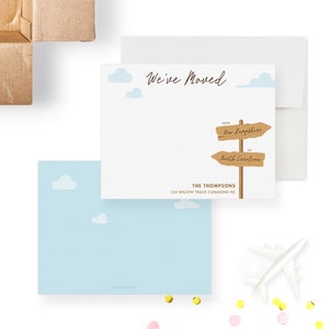 Cartes de correspondance amusantes pour déménagement Ensemble de papeterie personnalisé pour changement d'adresse Faire-part personnalisé pour une nouvelle maison Cadeau pour amis Famille Clients