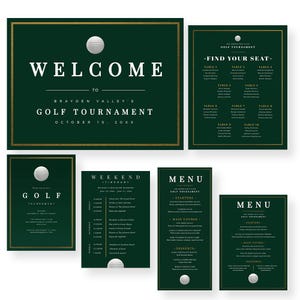 Golf-Geburtstagsfeier-Einladung, Golf-Reiseplan bearbeitbare Vorlage, Golf-Turnierkarten, Golf-Wochenende-Digital-Download, Golf-Willkommensschild