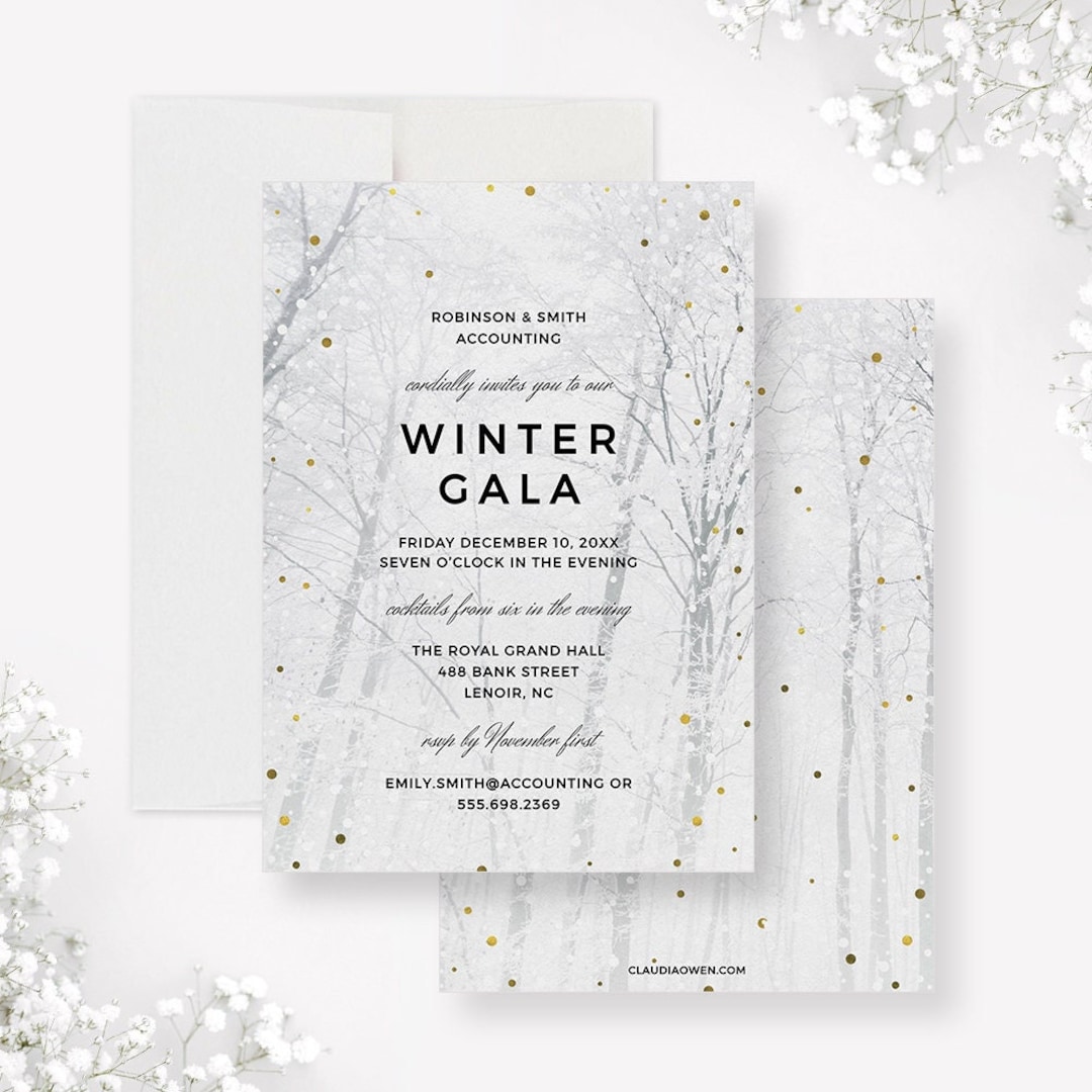 Winter Gala Party Invitation Template, Winter Wonderland Digital