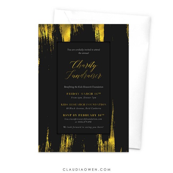 charity fundraiser invitation corporate party gala night work etsy fundraiser invitation
