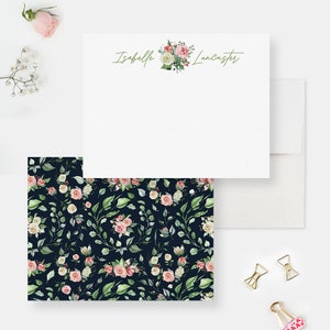 Spring Floral Note Cards Stationery for Women, Summer Flower Note Cards, Personalized Rose Thank You Card, Office Stationery Gift For Her