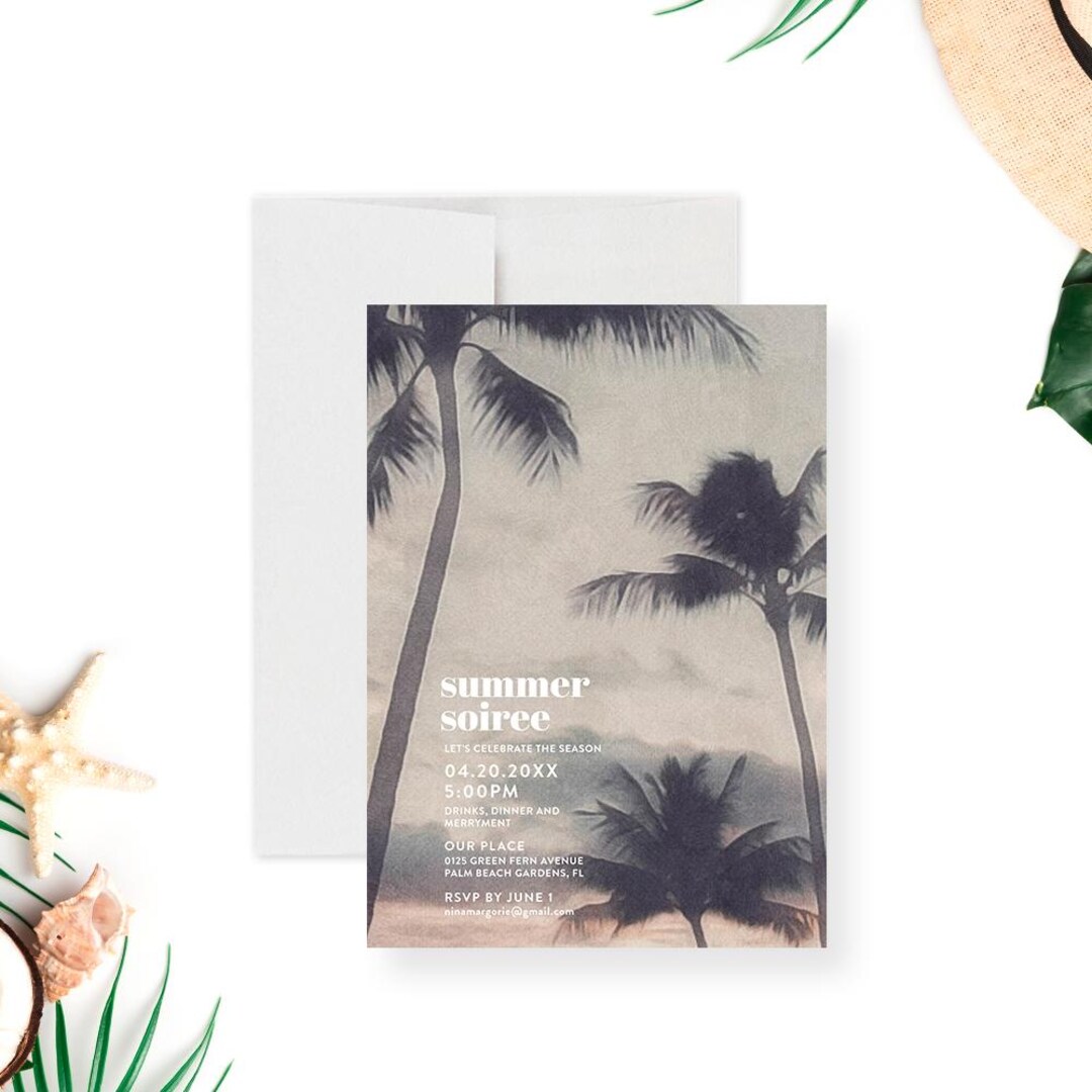 Tropical Birthday Party Invitation, Hawaiian Summer Invitation ...