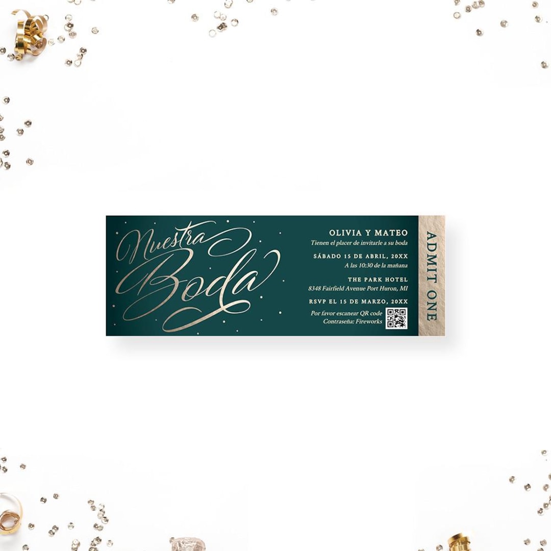 Nuestra Boda Wedding Ticket Template, Admit One Printable Digital Download,  Ticket Invitation Event Tickets DIY Ticket En Espanol - Etsy, image size:1080x1080