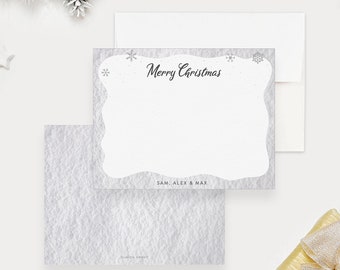 Custom Snowflake Christmas Card, Personalized Winter Holiday Card Set, Snowflake Holiday Greeting Card, Snowy Christmas Card