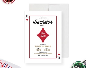 Casino Bachelor Party Invitation Card, Poker Night Invitation, Stag Party Invitation