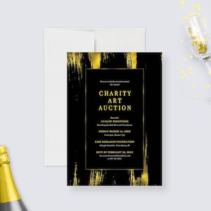 Charity Art Auction Party Invitation Editable Template, Business Printable Digital Download, Ceremony Corporate Professional Event