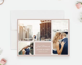 Just Married Elopement Announcement Template, Marriage Photo Wedding Cards, We Eloped Married Editable Printable Card