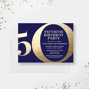 50th Birthday Printed Invitations, 50th Business Anniversary Invitation, Save the Date RSVP Card, 50th Wedding Anniversary
