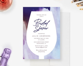 Bridal Shower Printed Invitations, Wedding Couples Shower Bridal Brunch, 30th 40th 50th 60th Wine Tasting Birthday, Winery Invitation