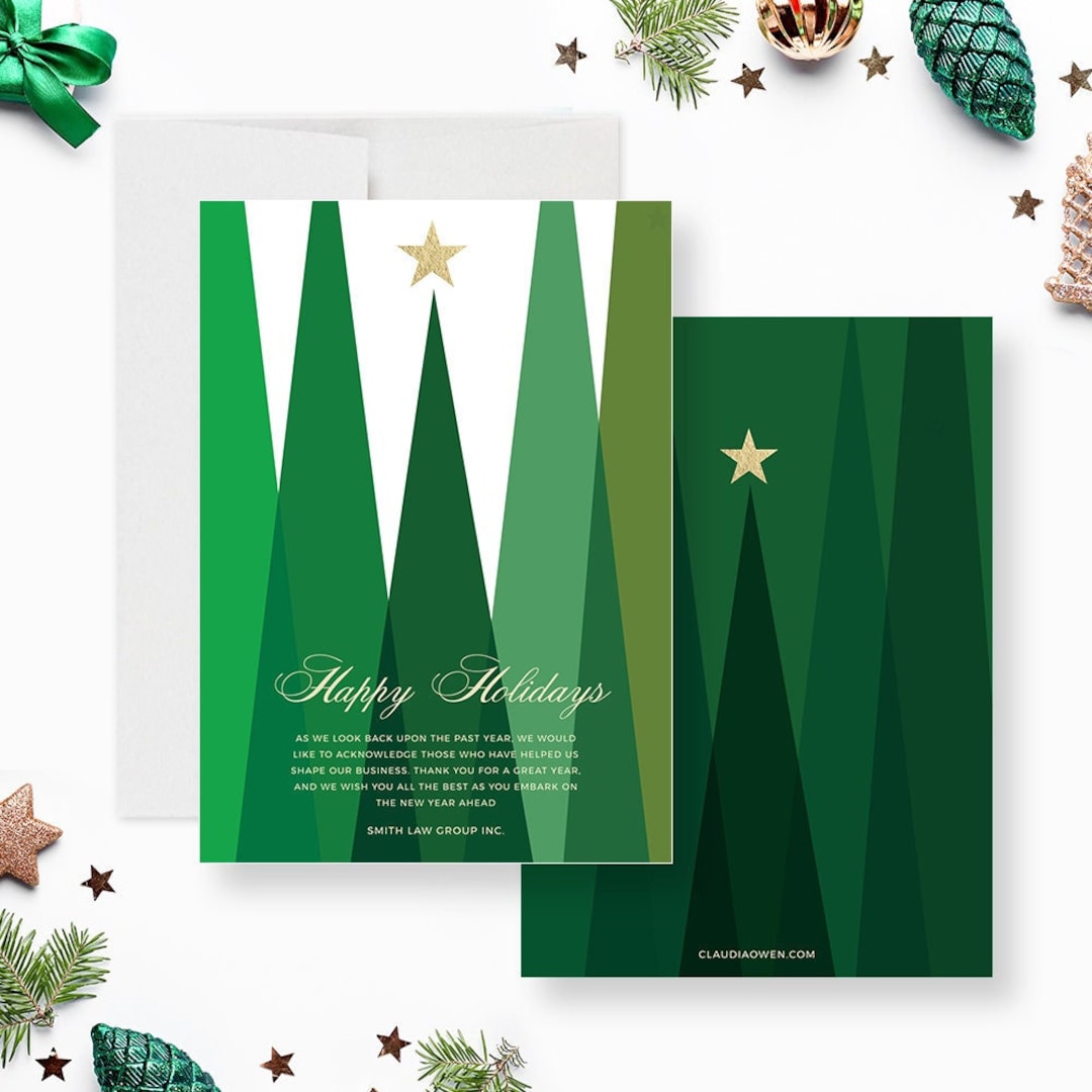 Unique Printable Holiday Cards, Professional Business Christmas Cards, Company Holiday Editable