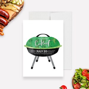 Cookout bbq Party Invitation Editable Template, Casual Backyard Barbecue Printable Digital Download, Summer Cookout Party Invite
