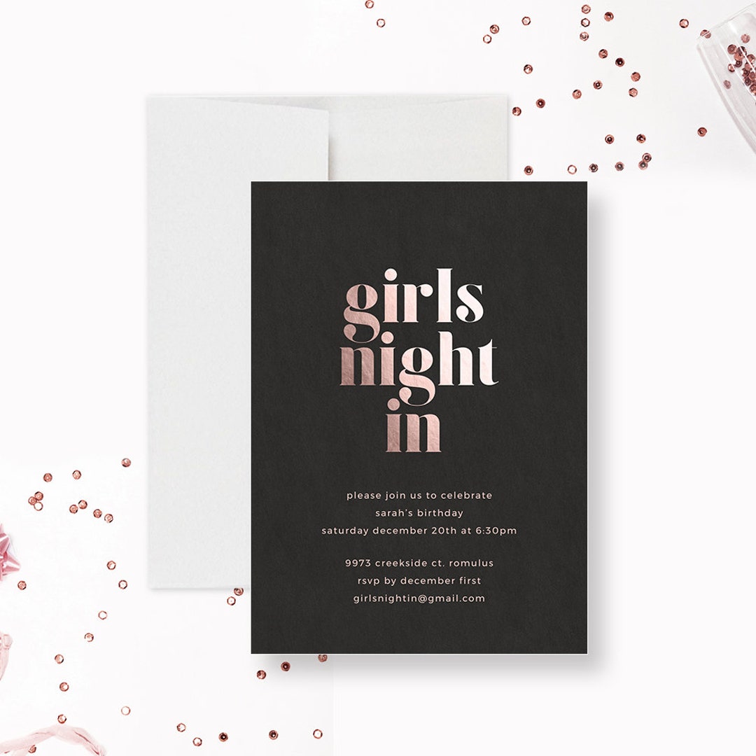 Girls Night in Party Invitation Template, Womens Birthday Invites ...