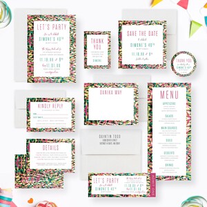Summer Birthday Party for Women, 21st 30th 40th Birthday Invitation, Spring Garden Party Invites, Colorful Tropical Themed Birthday Party